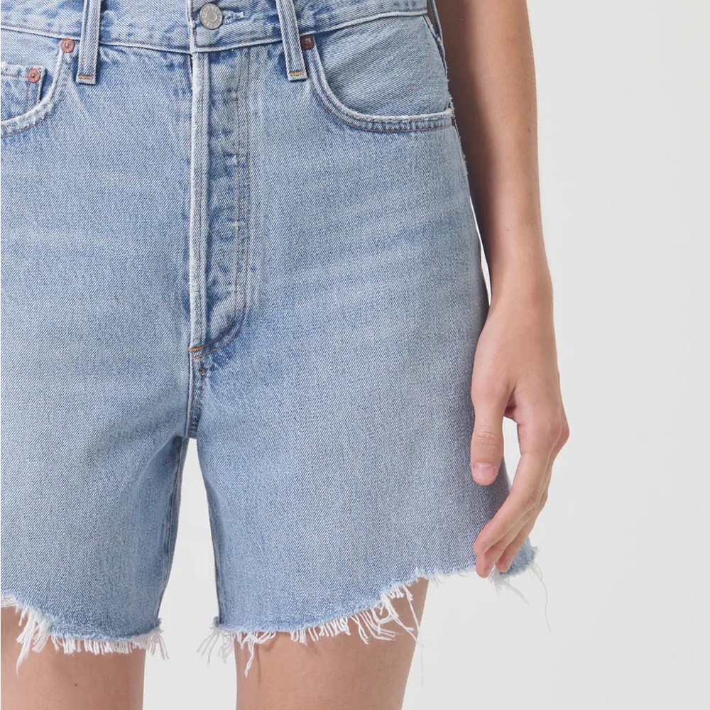 AGOLDE Stella Shorts Sz 26 Long Inseam Cut Off Jean Denim